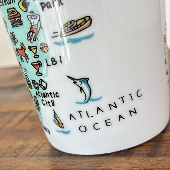 222 Fifth New Jersey White Porcelain Mug Map Design Tall Coffee Tea - Picture 7 of 13